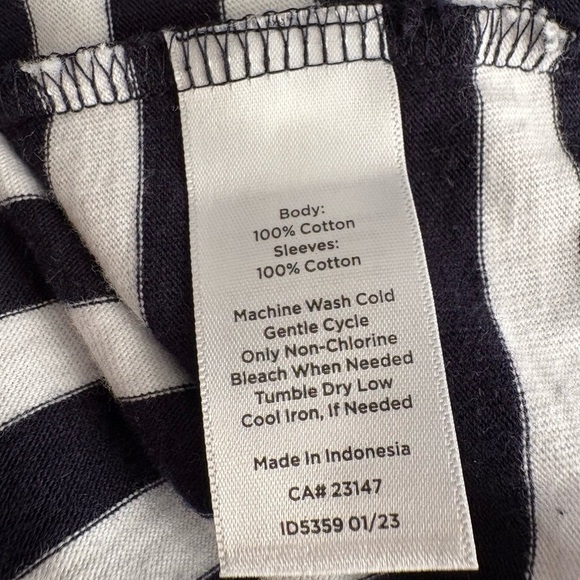 Talbots Black White Cotton Striped Short Puff Sleeve Scoop Neck Chic Blouse 1X - Picture 6 of 8